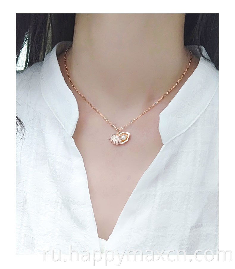 Оптовая серебряная ракушка серебряного розового золота жемчужное ожерелье 925 серебро для женщин стерлингов для женщин